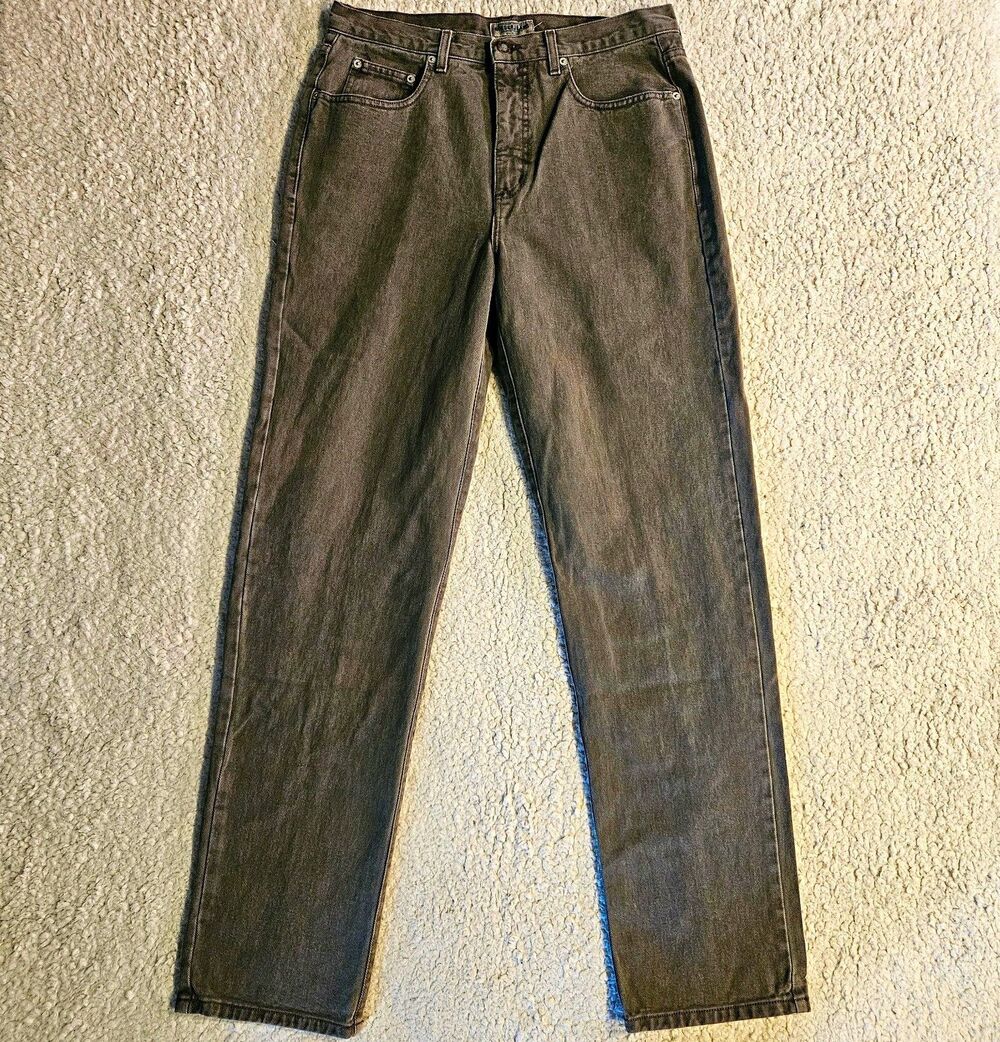 VTG 90s Guess Jeans USA Made Straight Leg Faded Black 33x34 Original Fit Denim